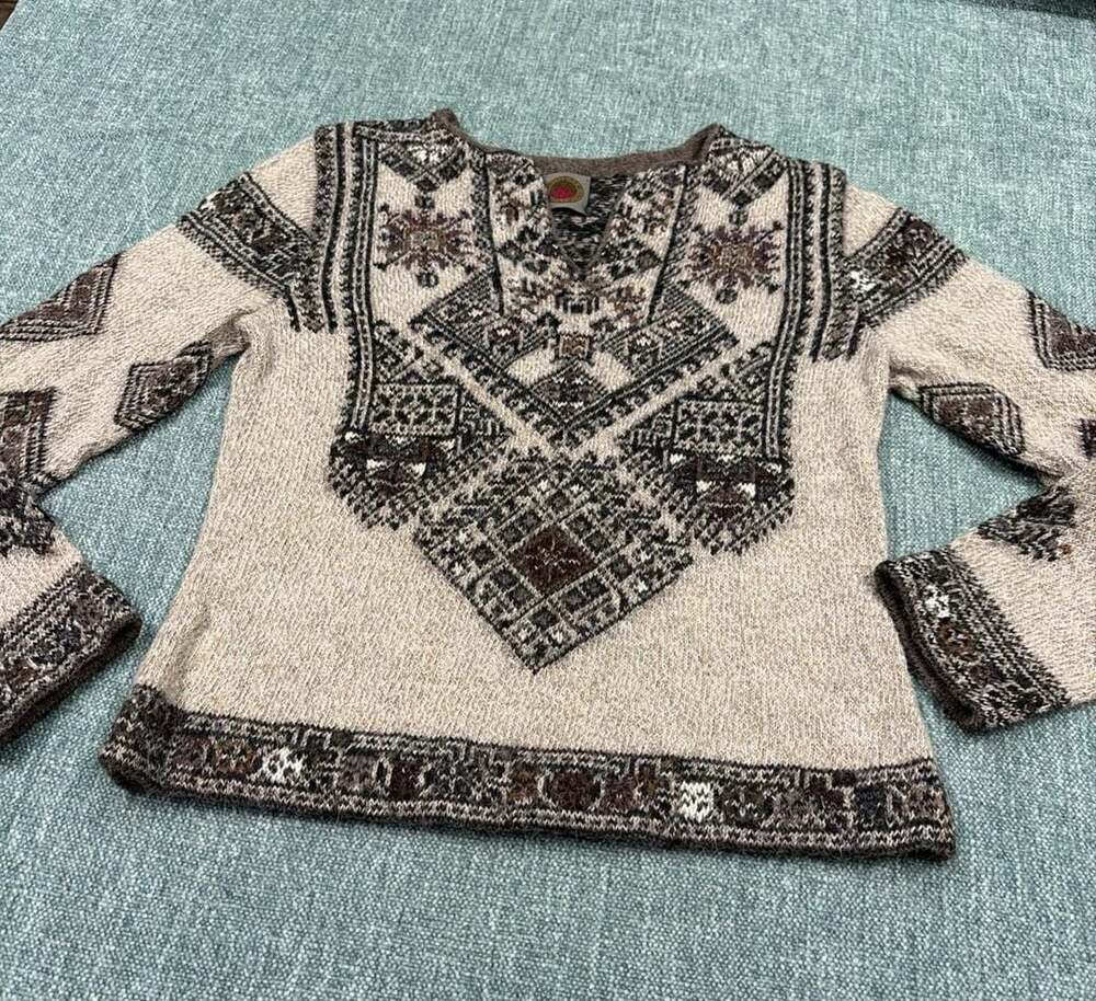 Millma Bolivia Alpaca Sweater Size M Geometric Pattern Handwoven